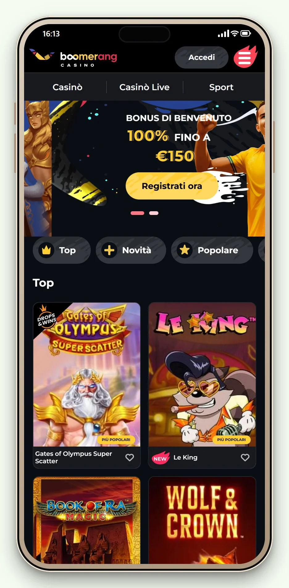 casino pay n play: la homepage del casinò Boomerang